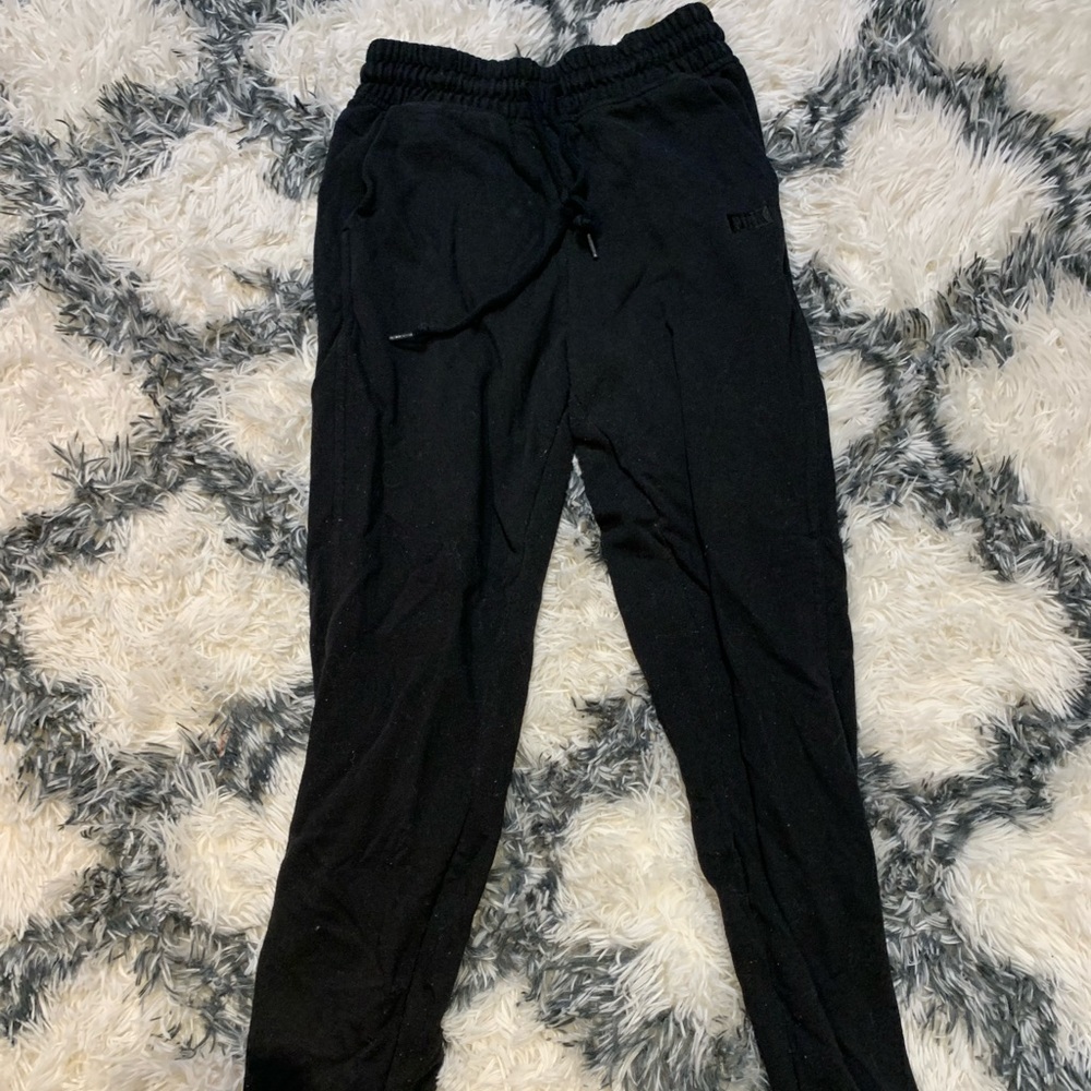 Pink brand black sweat pants with zipper ankles